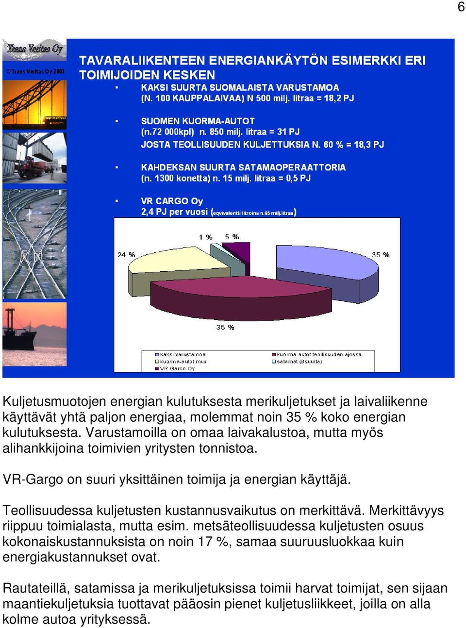 Teollisuudessa kuljetusten kustannusvaikutus on merkittävä. Merkittävyys riippuu toimialasta, mutta esim.