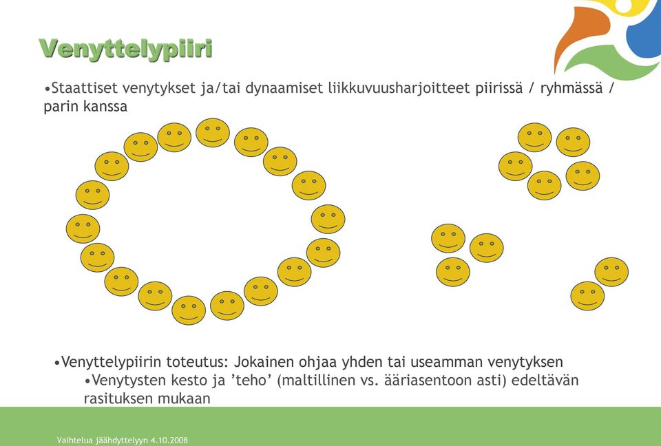 Venyttelypiirin toteutus: Jokainen ohjaa yhden tai useamman