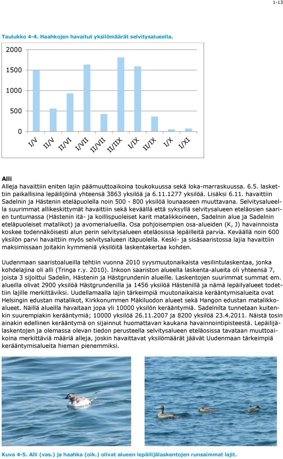 Selvitysalueella suurimmat allikeskittymät havaittiin sekä keväällä että syksyllä selvitysalueen eteläosien saarien tuntumassa (Hästenin itä- ja koillispuoleiset karit matalikkoineen, Sadelnin alue