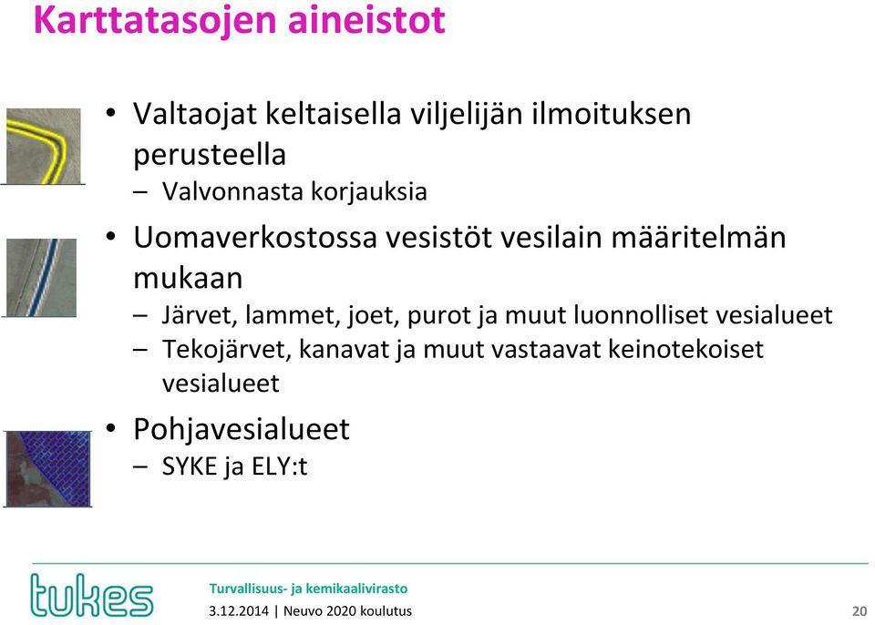 lammet, joet, purot ja muut luonnolliset vesialueet Tekojärvet, kanavat ja muut