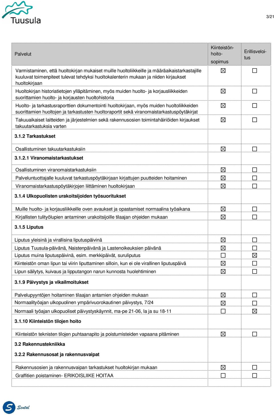 myös muiden huoltoliikkeiden suorittamien huoltojen ja tarkastusten huoltoraportit sekä viranomaistarkastuspöytäkirjat Takuuaikaiset laitteiden ja järjestelmien sekä rakennusosien toimintahäiriöiden