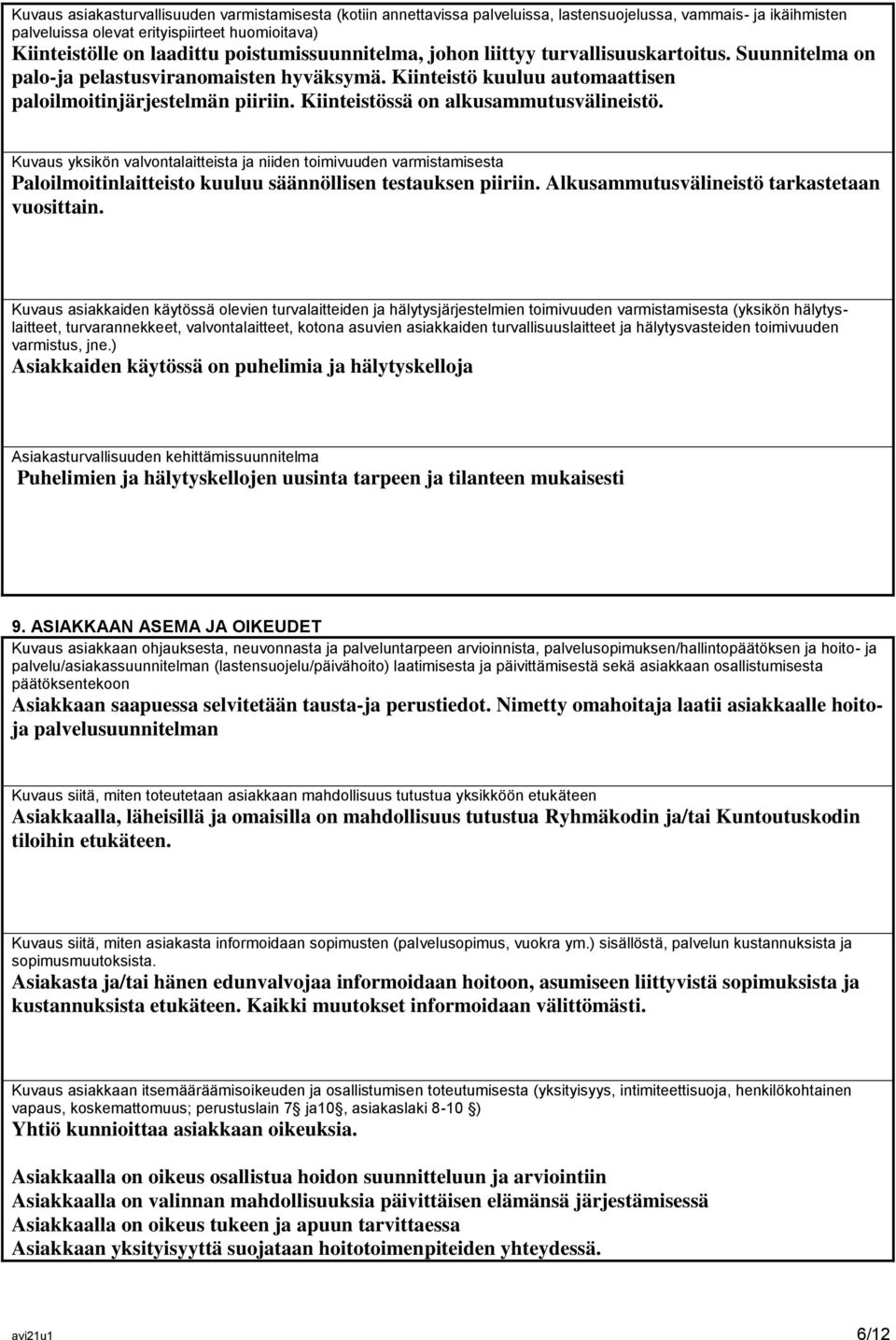 Kiinteistössä on alkusammutusvälineistö. Kuvaus yksikön valvontalaitteista ja niiden toimivuuden varmistamisesta Paloilmoitinlaitteisto kuuluu säännöllisen testauksen piiriin.