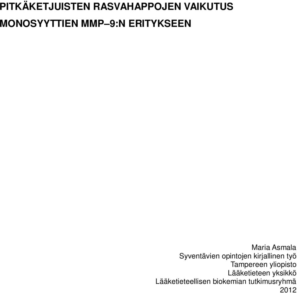opintojen kirjallinen työ Tampereen yliopisto