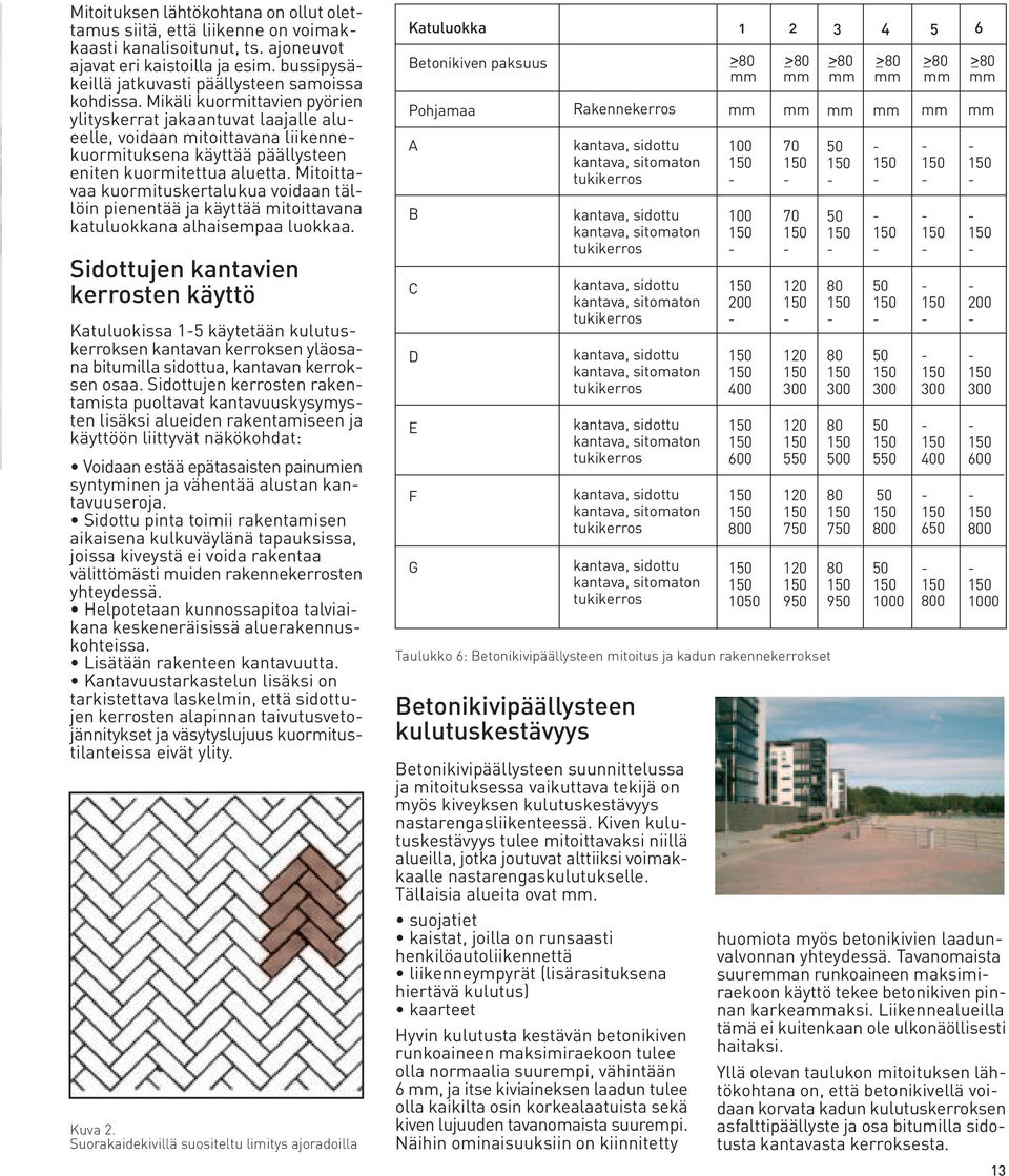 Mitoittavaa kuormituskertalukua voidaan tällöin pienentää ja käyttää mitoittavana katuluokkana alhaisempaa luokkaa.