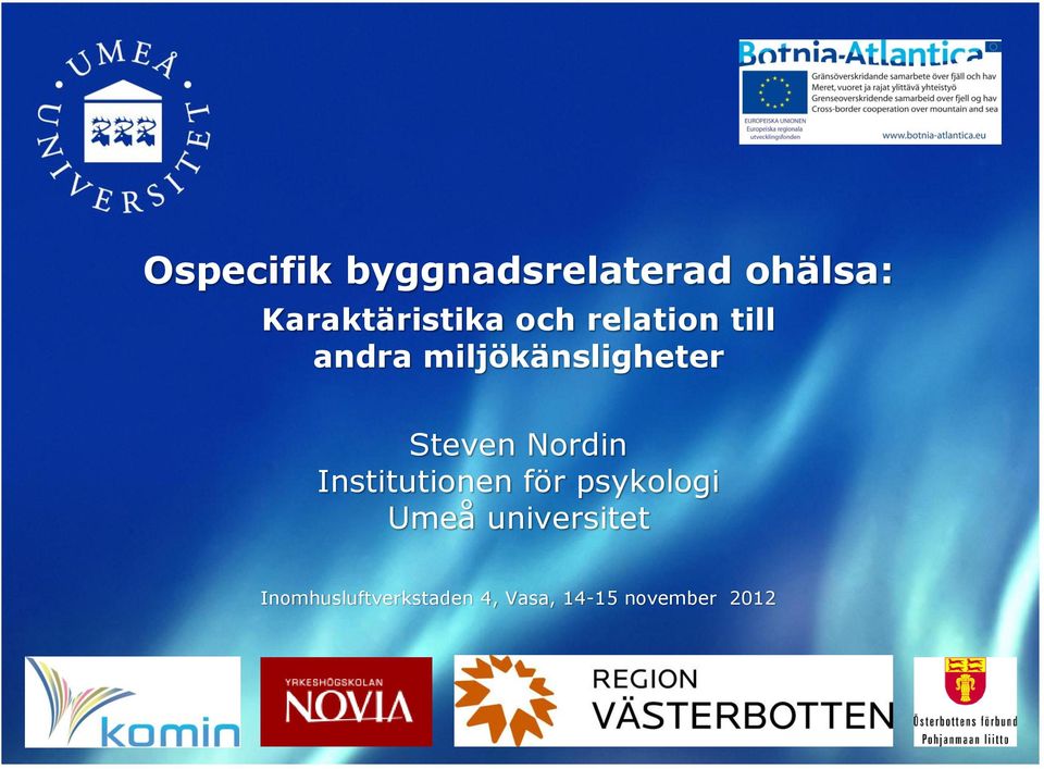 Nordin Institutionen för psykologi Umeå