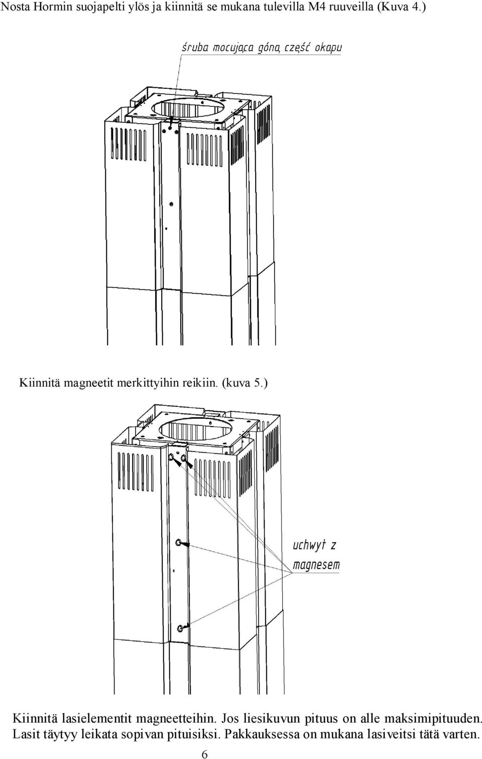 ) Kiinnitä lasielementit magneetteihin.