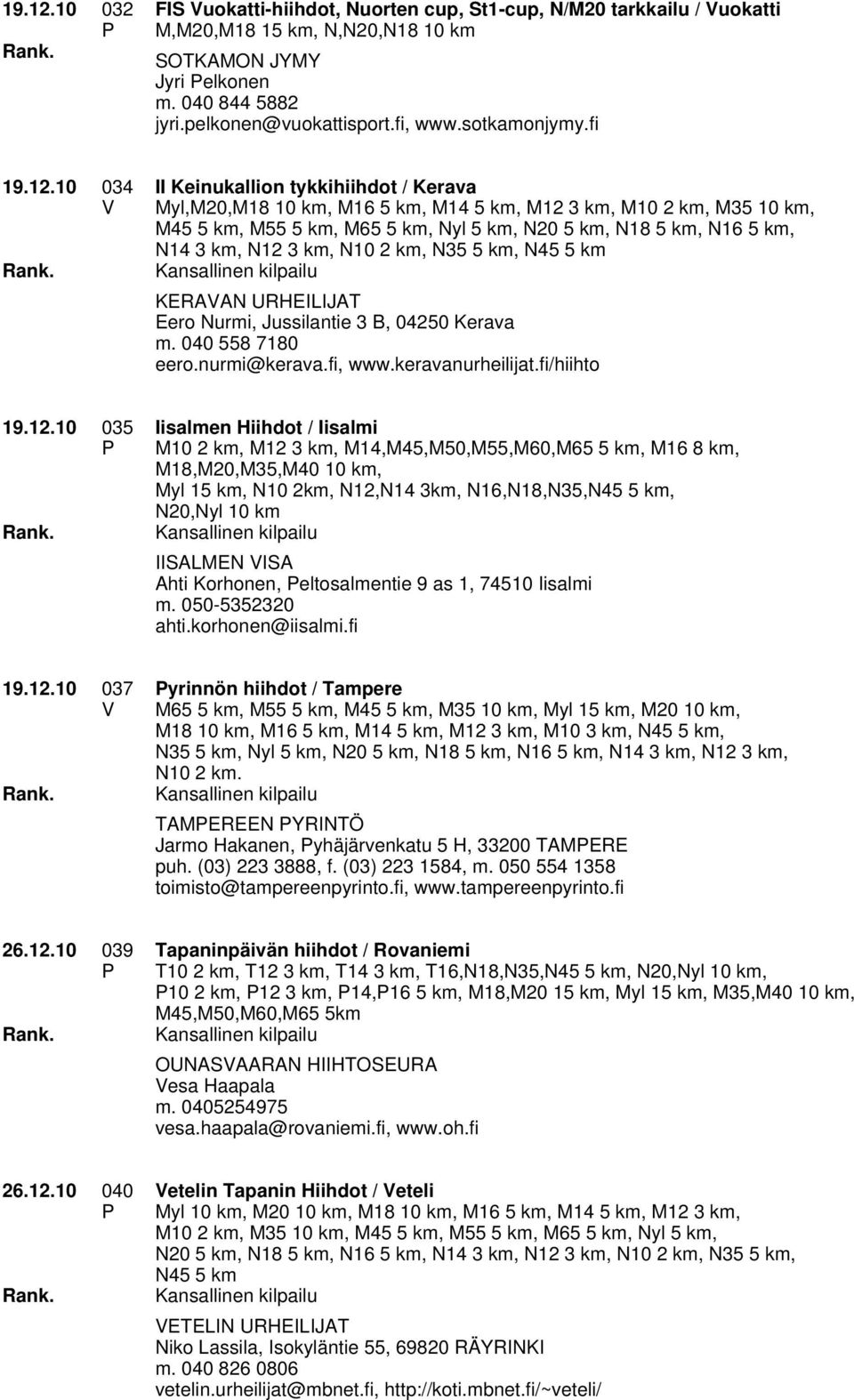 10 034 II Keinukallion tykkihiihdot / Kerava Myl,M20,M18 10 km, M16 5 km, M14 5 km, M12 3 km, M10 2 km, M35 10 km, M45 5 km, M55 5 km, M65 5 km, Nyl 5 km, N20 5 km, N18 5 km, N16 5 km, N14 3 km, N12