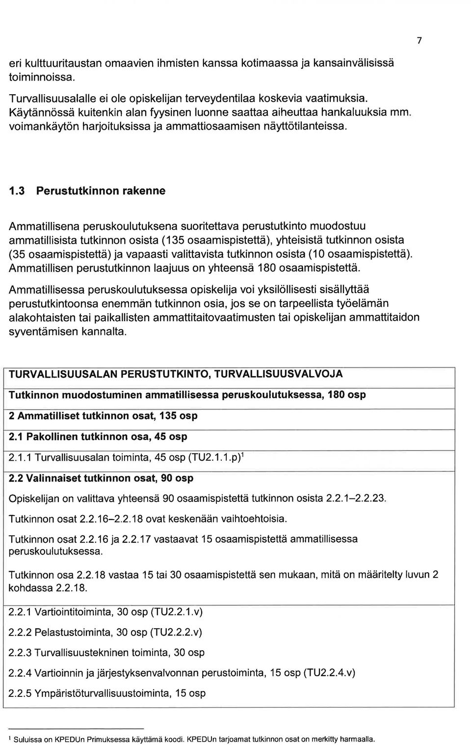 3 Perustutkinnon rkenne Ammtillisen peruskoulutuksen suoritettv perustutkinto muodostuu mmtillisist tutkinnon osist (135 osmispistettä), yhteisistä tutkinnon osist (35 osmispistettä) j vpsti