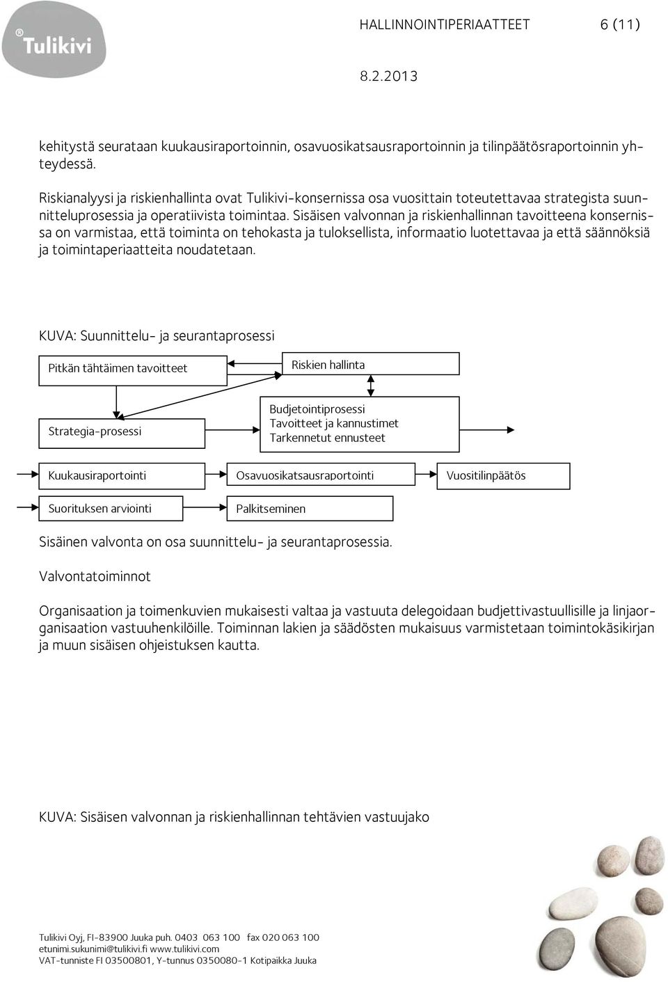 Sisäisen valvonnan ja riskienhallinnan tavoitteena konsernissa on varmistaa, että toiminta on tehokasta ja tuloksellista, informaatio luotettavaa ja että säännöksiä ja toimintaperiaatteita