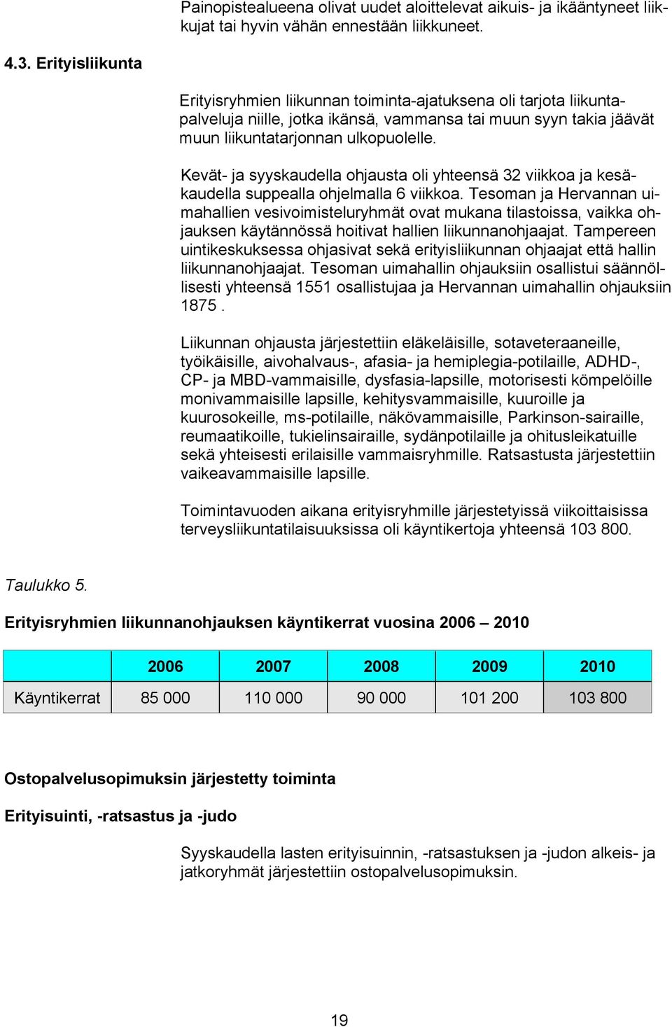 Kevät- ja syyskaudella ohjausta oli yhteensä 32 viikkoa ja kesäkaudella suppealla ohjelmalla 6 viikkoa.