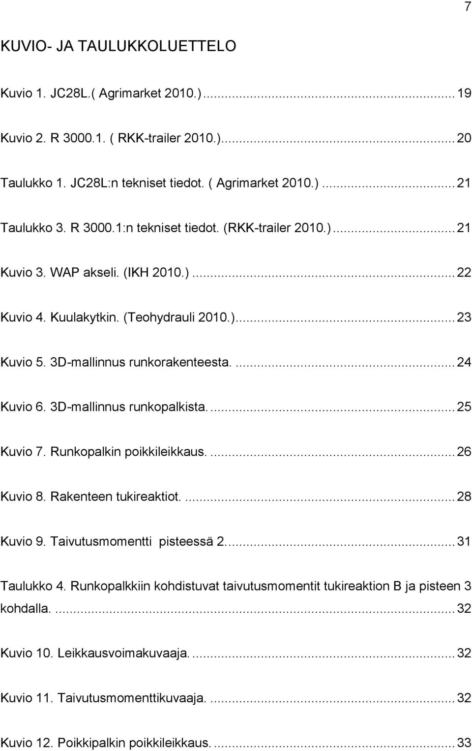 3D-mallinnus runkopalkista.... 25 Kuvio 7. Runkopalkin poikkileikkaus.... 26 Kuvio 8. Rakenteen tukireaktiot.... 28 Kuvio 9. Taivutusmomentti pisteessä 2.... 31 Taulukko 4.