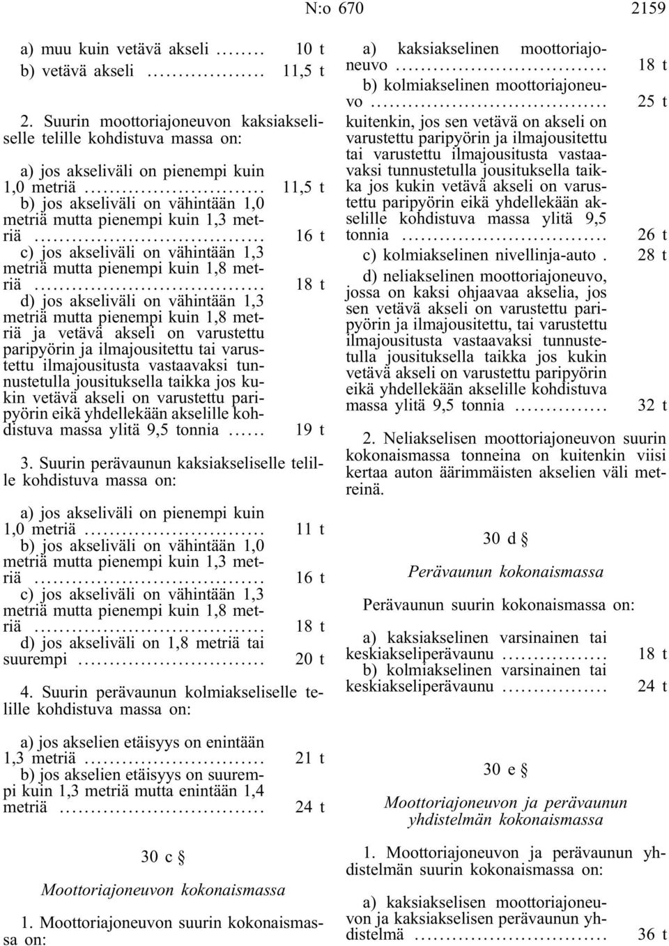 .. 18 t d) jos akseliväli on vähintään 1,3 metriä mutta pienempi kuin 1,8 metriä ja vetävä akseli on varustettu paripyörin ja ilmajousitettu tai varustettu ilmajousitusta vastaavaksi tunnustetulla