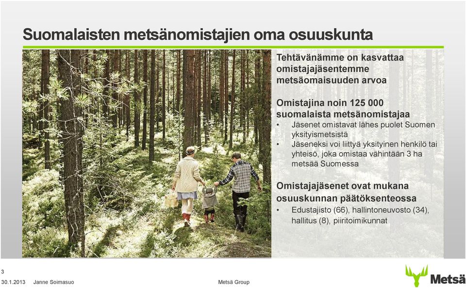 Jäseneksi voi liittyä yksityinen henkilö tai yhteisö, joka omistaa vähintään 3 ha metsää Suomessa
