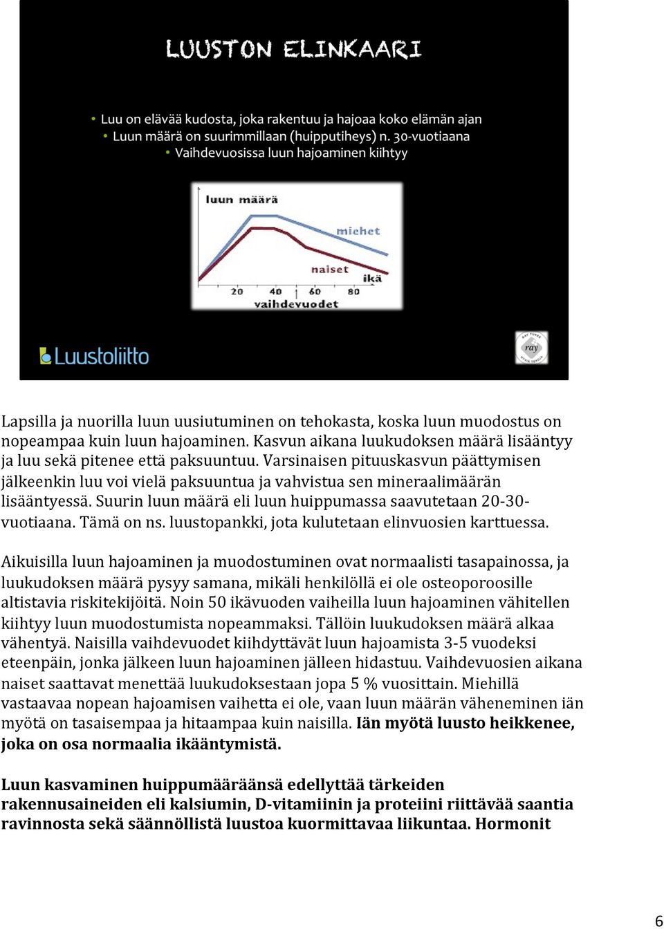 luustopankki, jota kulutetaan elinvuosien karttuessa.