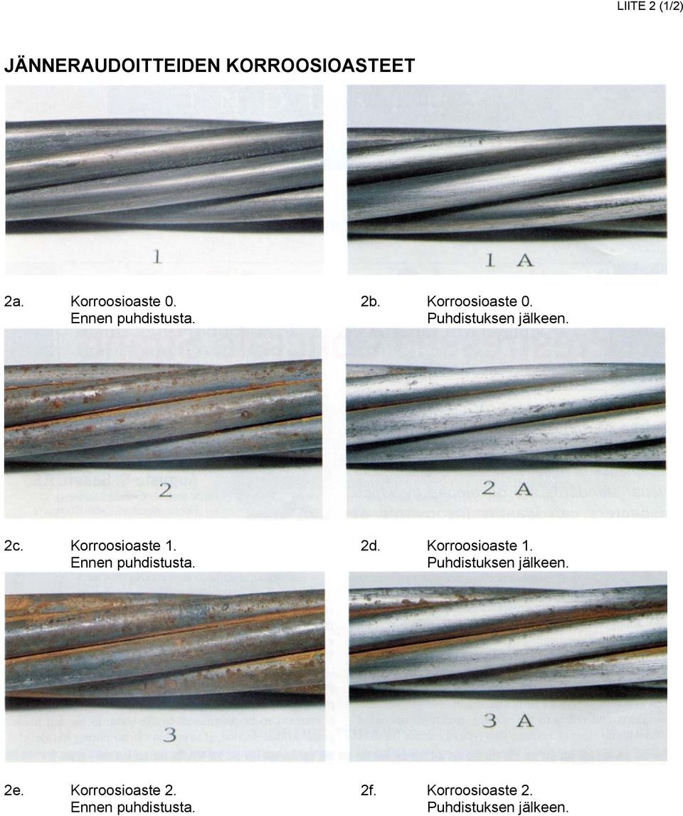Korroosioaste 1. Ennen puhdistusta. 2d. Korroosioaste 1.