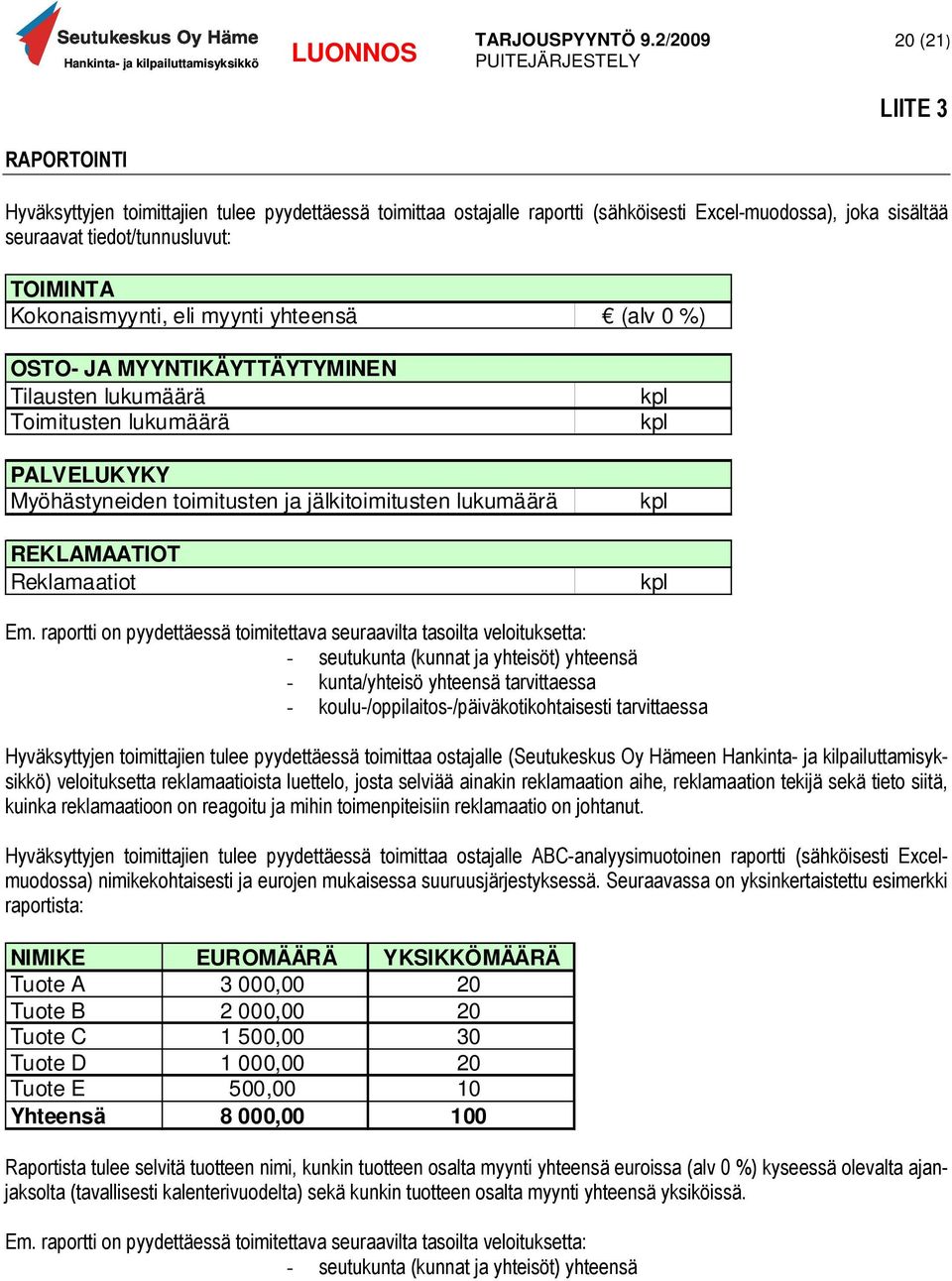 REKLAMAATIOT Reklamaatiot kpl Em.