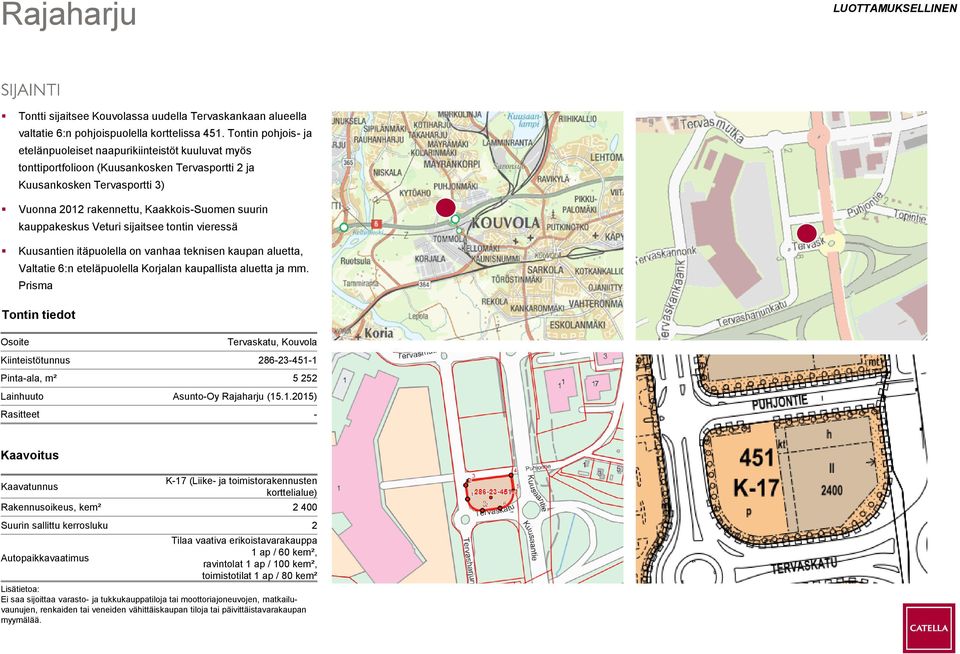 3) Tervaskatu, Kouvola Kiinteistötunnus 286-23-451-