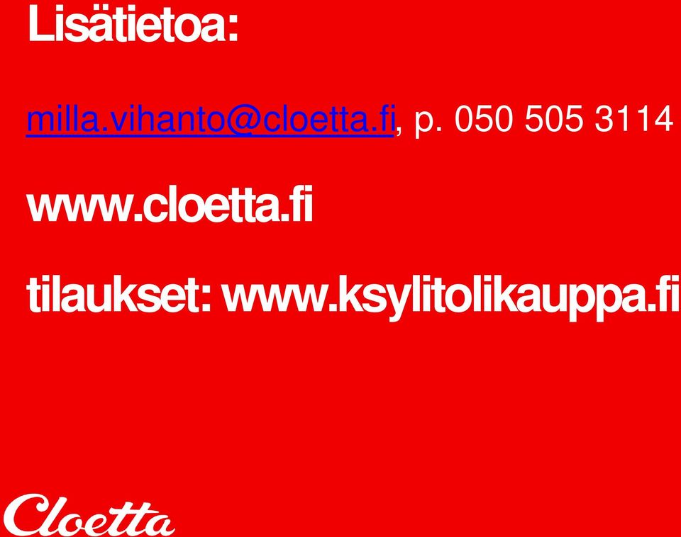 050 505 3114 www.cloetta.