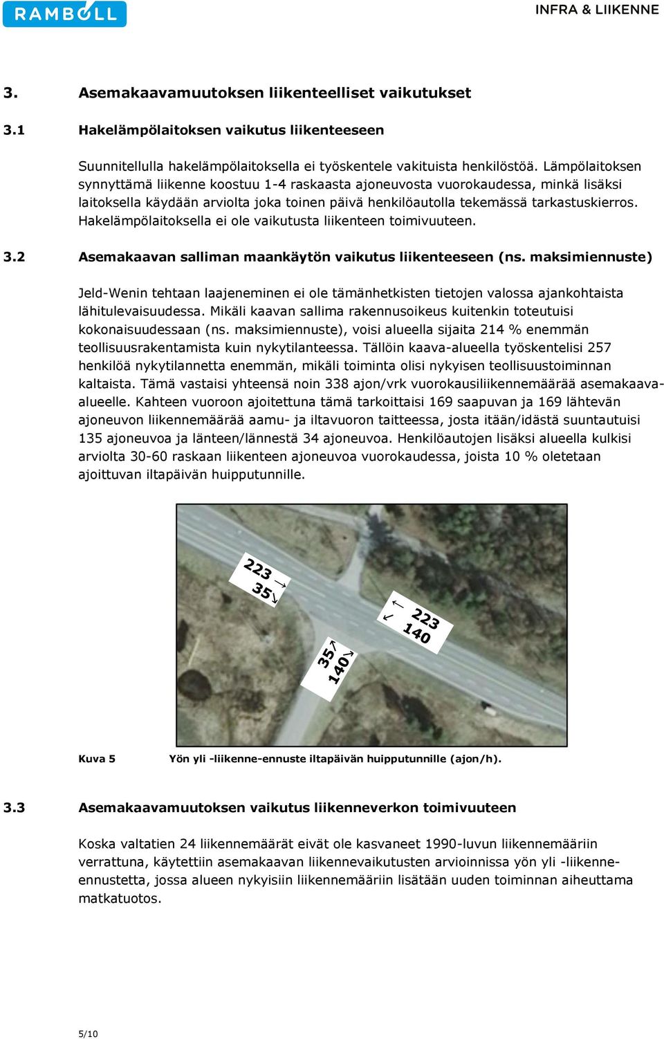 Hakelämpölaitoksella ei ole vaikutusta liikenteen toimivuuteen. 3.2 Asemakaavan salliman maankäytön vaikutus liikenteeseen (ns.