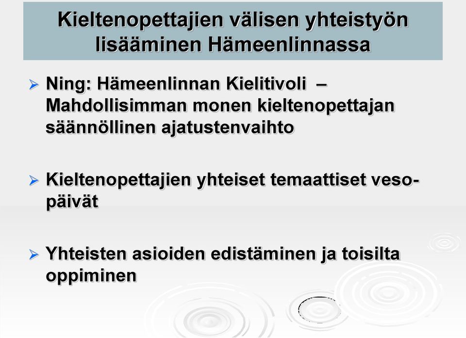 kieltenopettajan säännöllinen ajatustenvaihto Kieltenopettajien