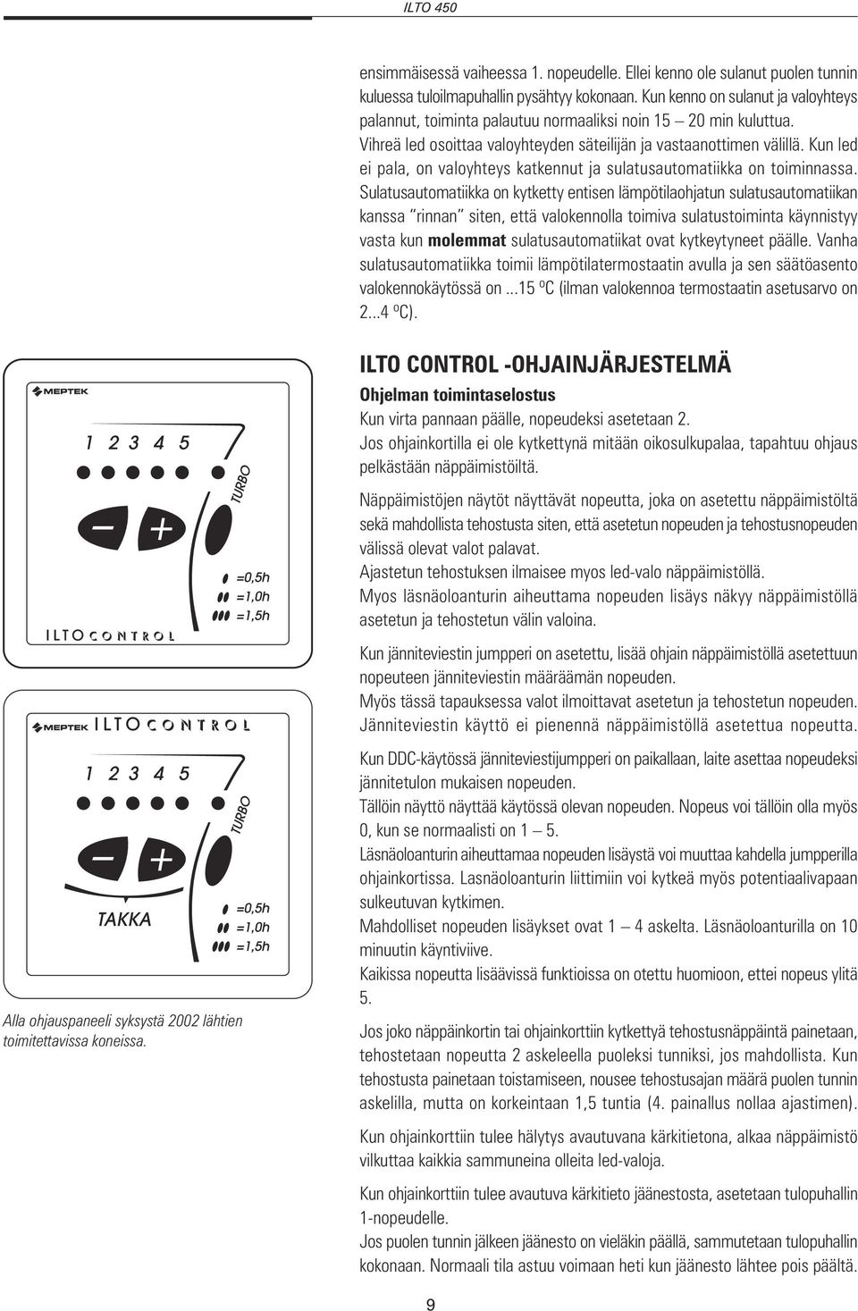 Kun led ei pala, on valoyhteys katkennut ja sulatusautomatiikka on toiminnassa.