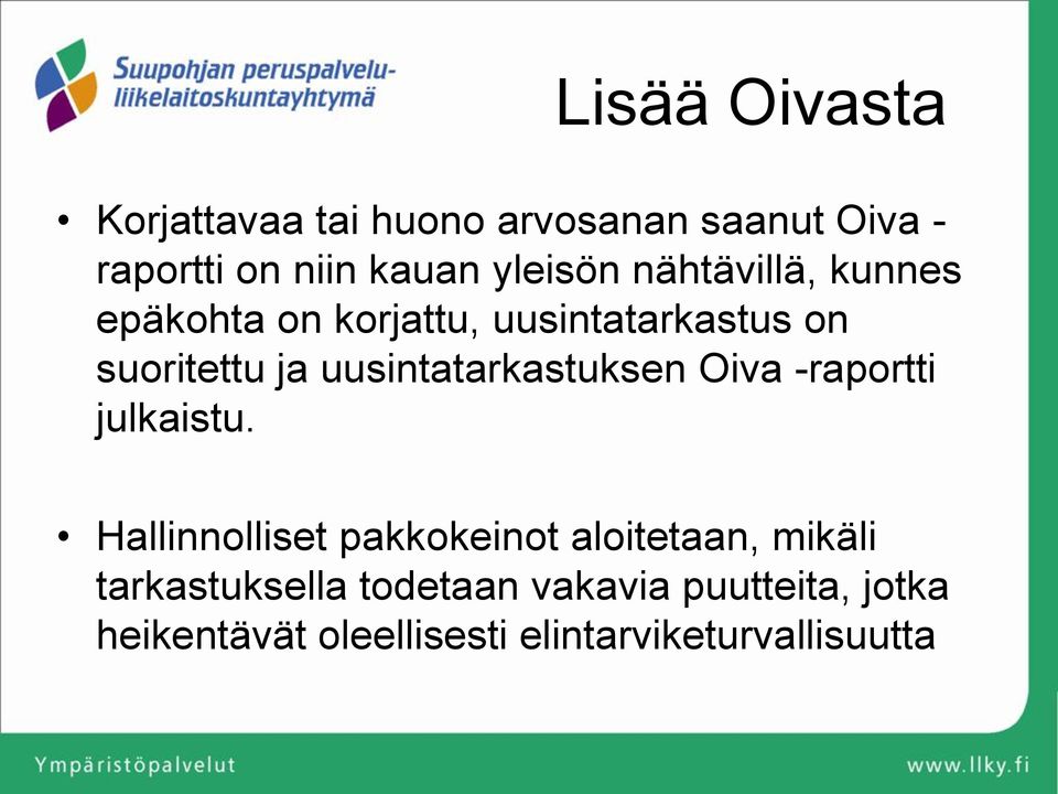 uusintatarkastuksen Oiva -raportti julkaistu.