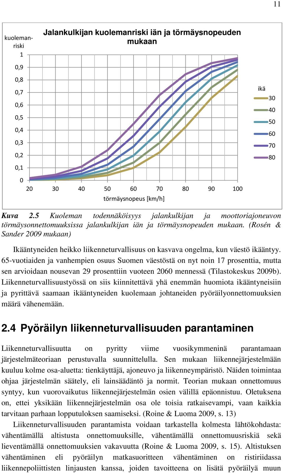 (Rosén & Sander 2009 mukaan) Ikääntyneiden heikko liikenneturvallisuus on kasvava ongelma, kun väestö ikääntyy.