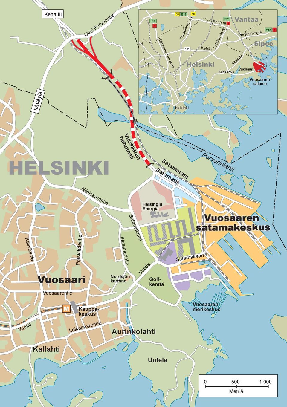 Satamatie Porvarinlahti Niinisaarentie Helsingin Energia satamakeskus Kallvikintie Porslahdentie Vuosaari Itäreimarintie