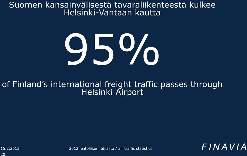 Helsinki-Vantaan kautta 95% of Finland