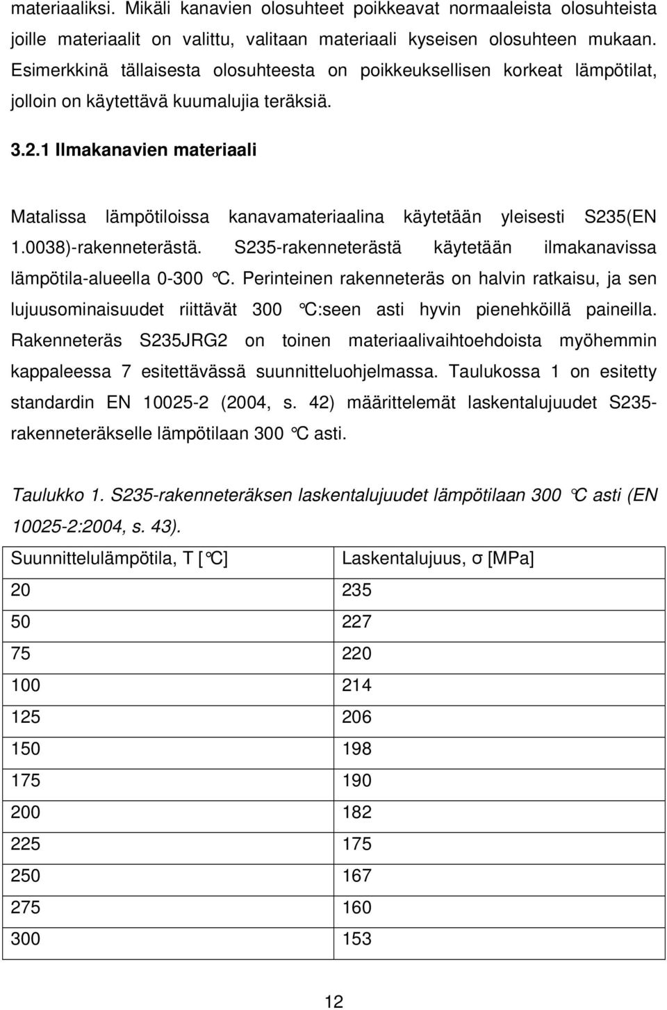 1 Ilmakanavien materiaali Matalissa lämpötiloissa kanavamateriaalina käytetään yleisesti S235(EN 1.0038)-rakenneterästä. S235-rakenneterästä käytetään ilmakanavissa lämpötila-alueella 0-300 C.