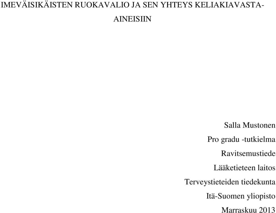 -tutkielma Ravitsemustiede Lääketieteen laitos