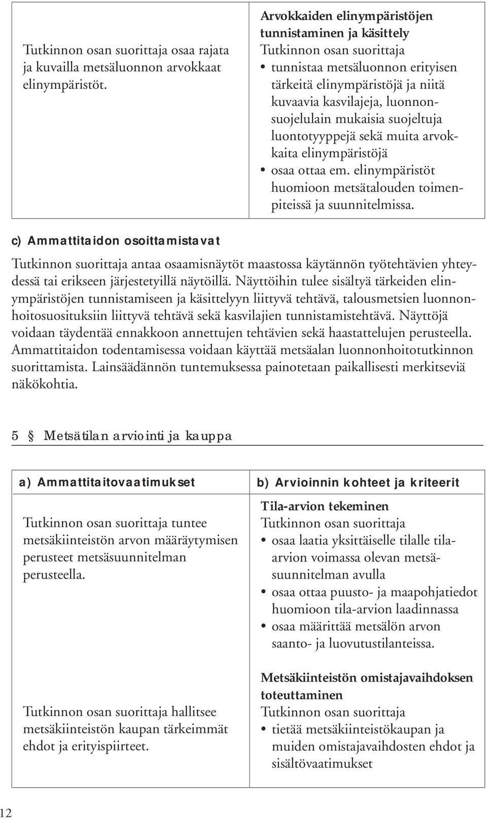 sekä muita arvokkaita elinympäristöjä osaa ottaa em. elinympäristöt huomioon metsätalouden toimenpiteissä ja suunnitelmissa.