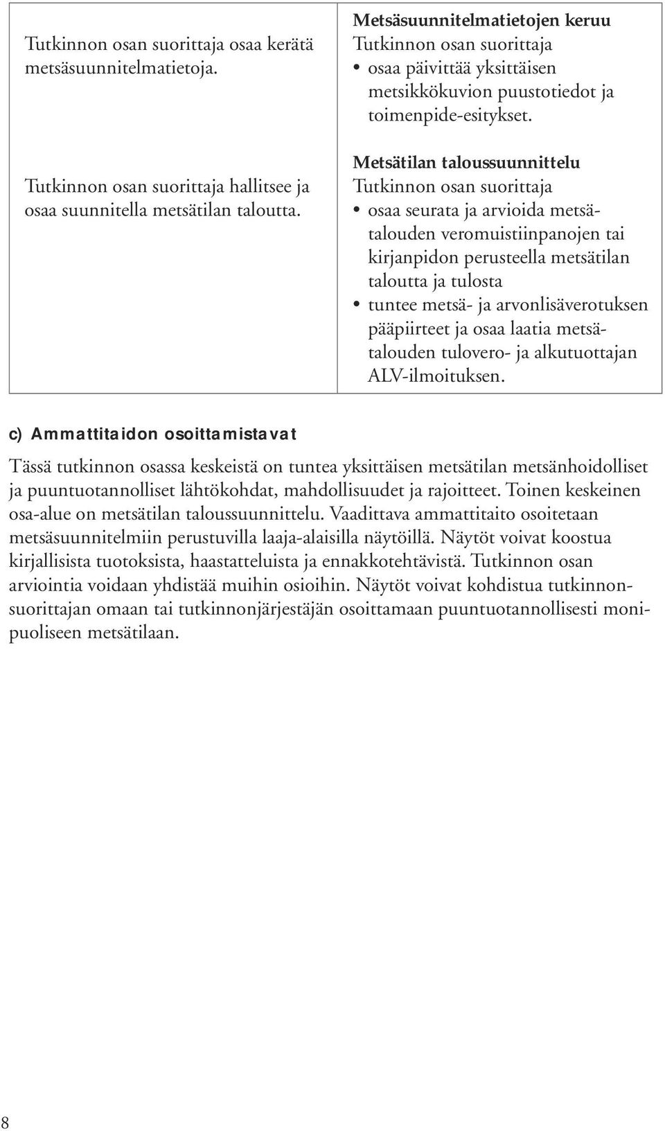 osaa laatia metsätalouden tulovero- ja alkutuottajan ALV-ilmoituksen.