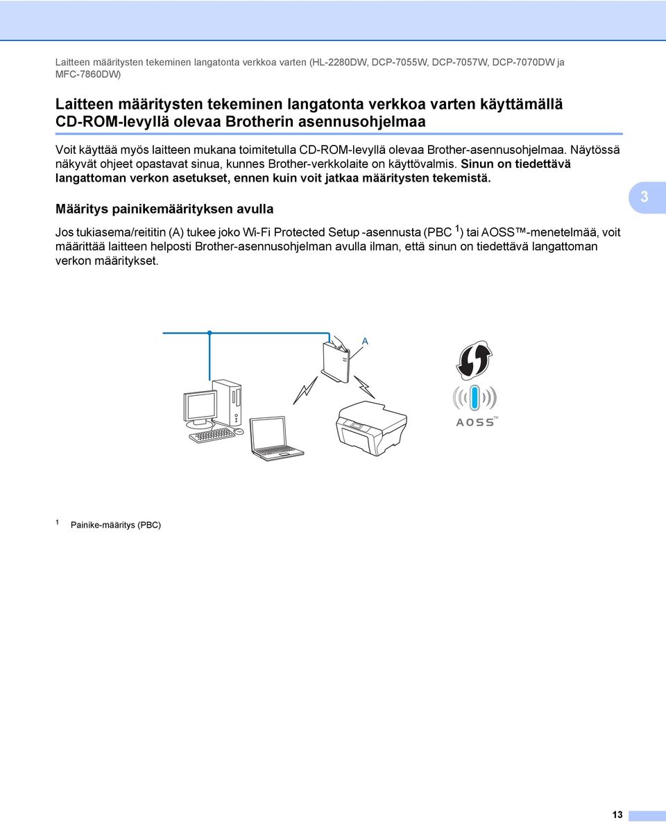 Näytössä näkyvät ohjeet opastavat sinua, kunnes Brother-verkkolaite on käyttövalmis. Sinun on tiedettävä langattoman verkon asetukset, ennen kuin voit jatkaa määritysten tekemistä.