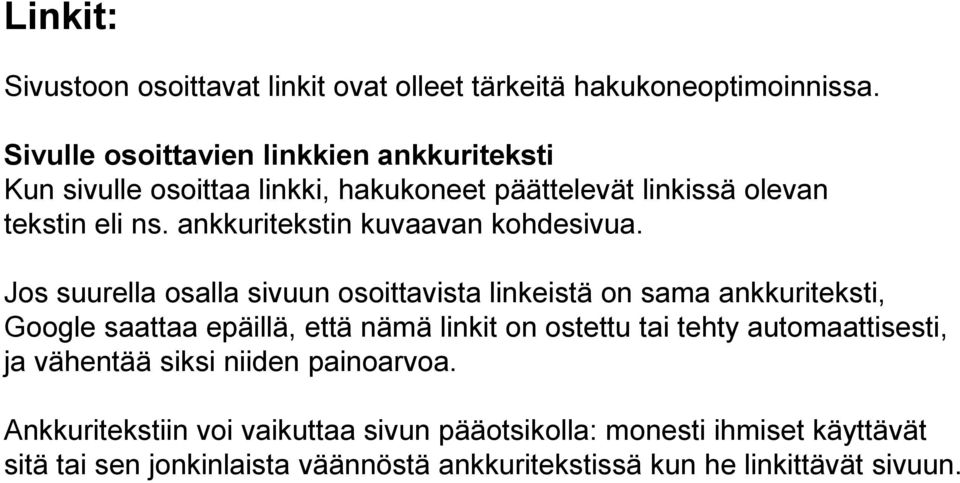ankkuritekstin kuvaavan kohdesivua.