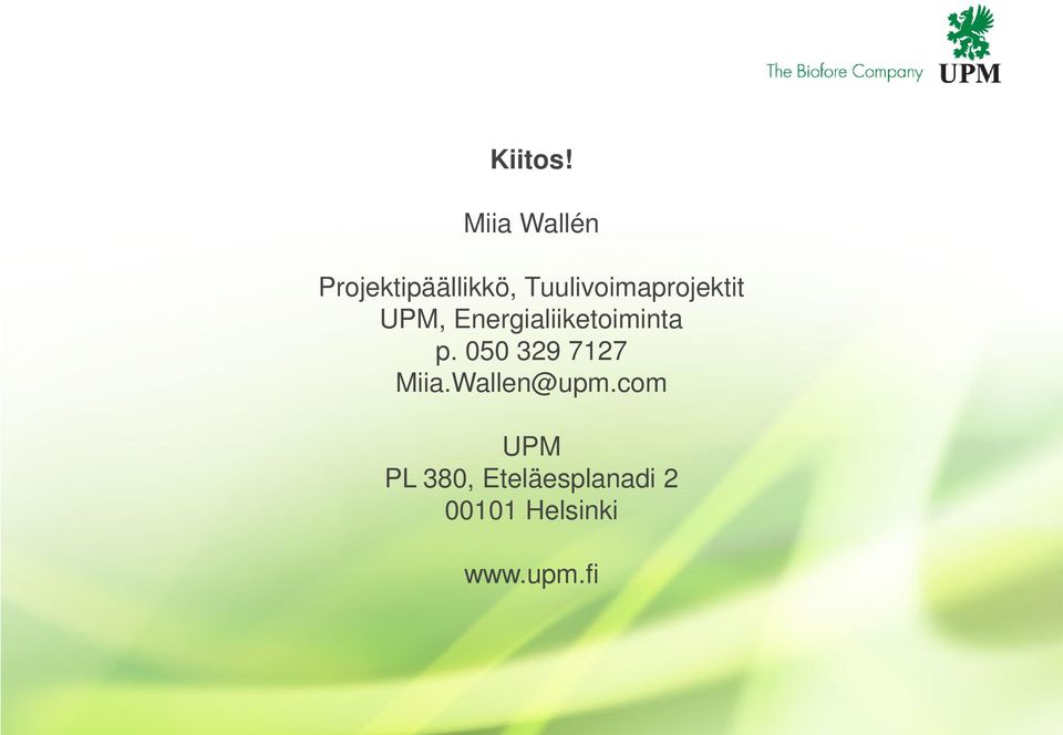 Tuulivoimaprojektit UPM,