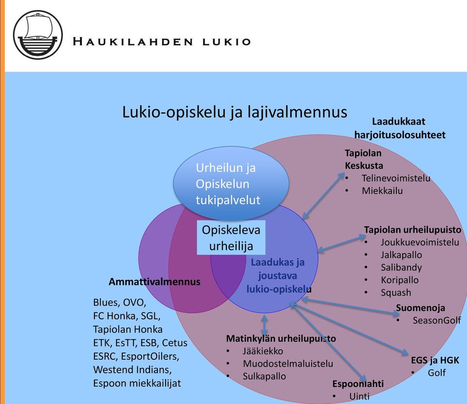 Matinkylän urheilupuisto Jääkiekko Muodostelmaluistelu Sulkapallo Espoonlahti Uinti Laadukkaat harjoitusolosuhteet Tapiolan Keskusta