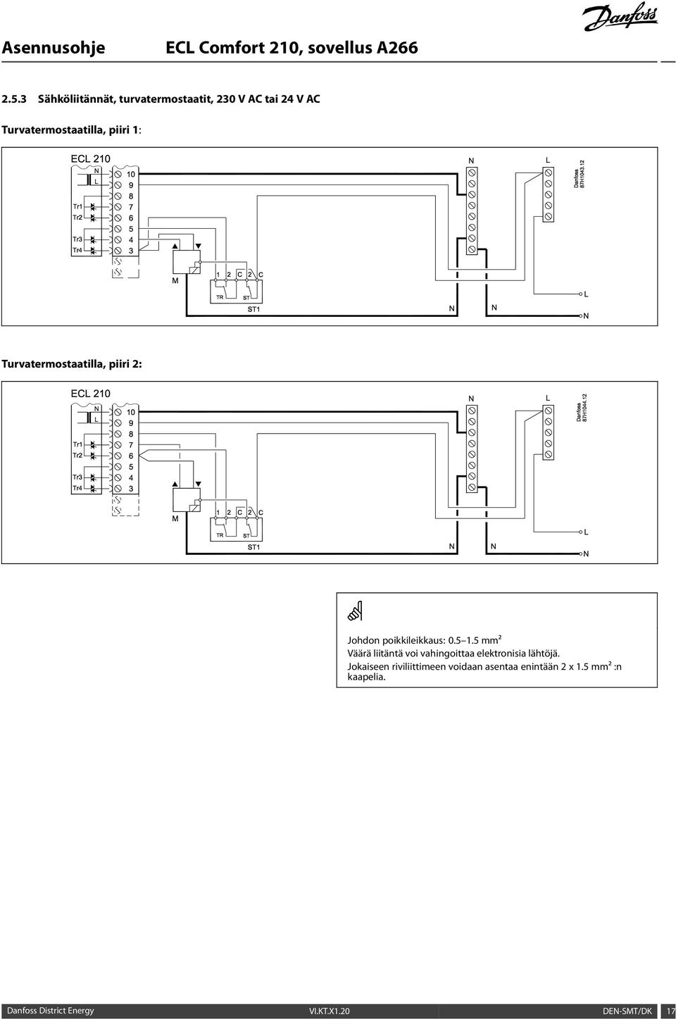 5 mm² Väärä liitäntä voi vahingoittaa elektronisia lähtöjä.