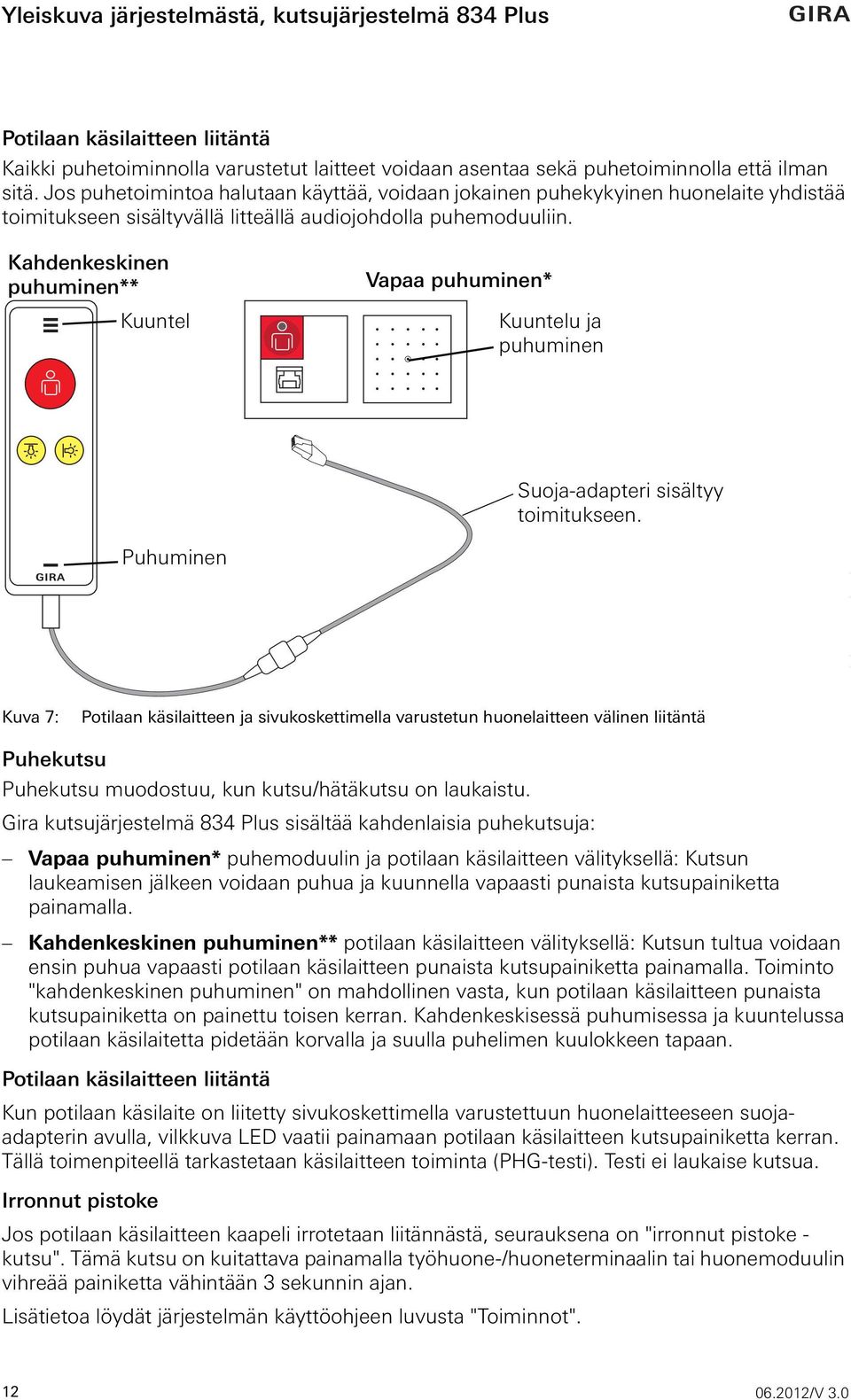 Kahdenkeskinen puhuminen** Kuuntel Vapaa puhuminen* Kuuntelu ja puhuminen Suoja-adapteri sisältyy toimitukseen.