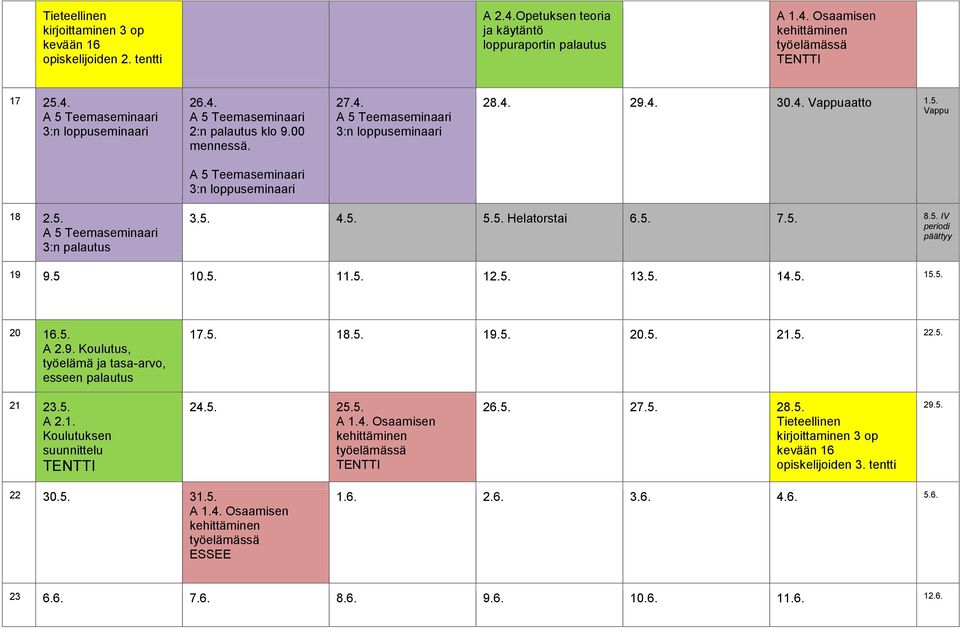 5. 12.5. 13.5. 14.5. 15.5. 20 16.5. työelämä ja tasa-arvo, esseen palautus 17.5. 18.5. 19.5. 20.5. 21.5. 22.5. 21 23.5. 24.5. 25.5. 26.5. 27.5. 28.5. kevään 16 opiskelijoiden 3.