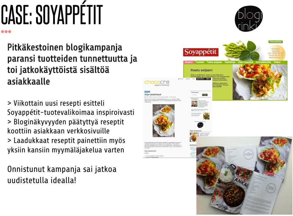 inspiroivasti > Bloginäkyvyyden päätyttyä reseptit koottiin asiakkaan verkkosivuille > Laadukkaat