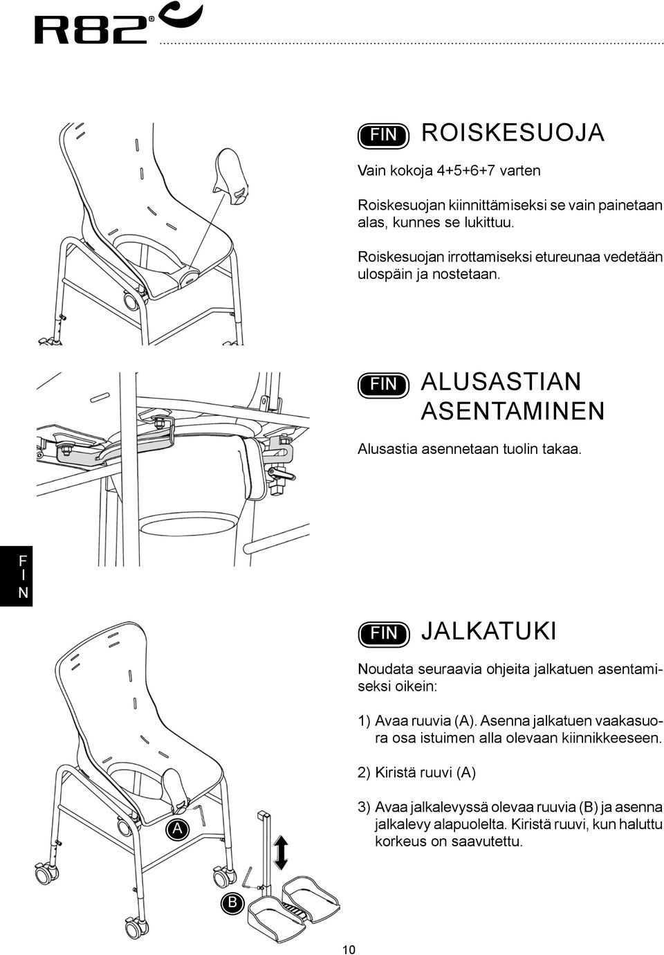 Jalkatuki oudata seuraavia ohjeita jalkatuen asentamiseksi oikein: 1) vaa ruuvia ().