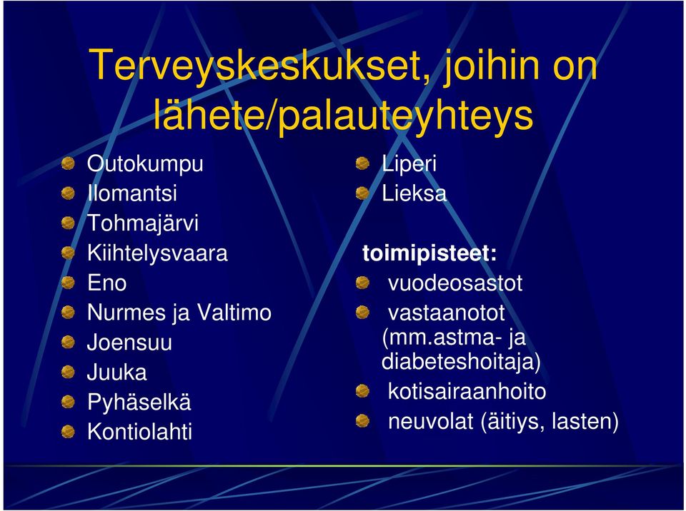 Pyhäselkä Kontiolahti Liperi Lieksa toimipisteet: vuodeosastot