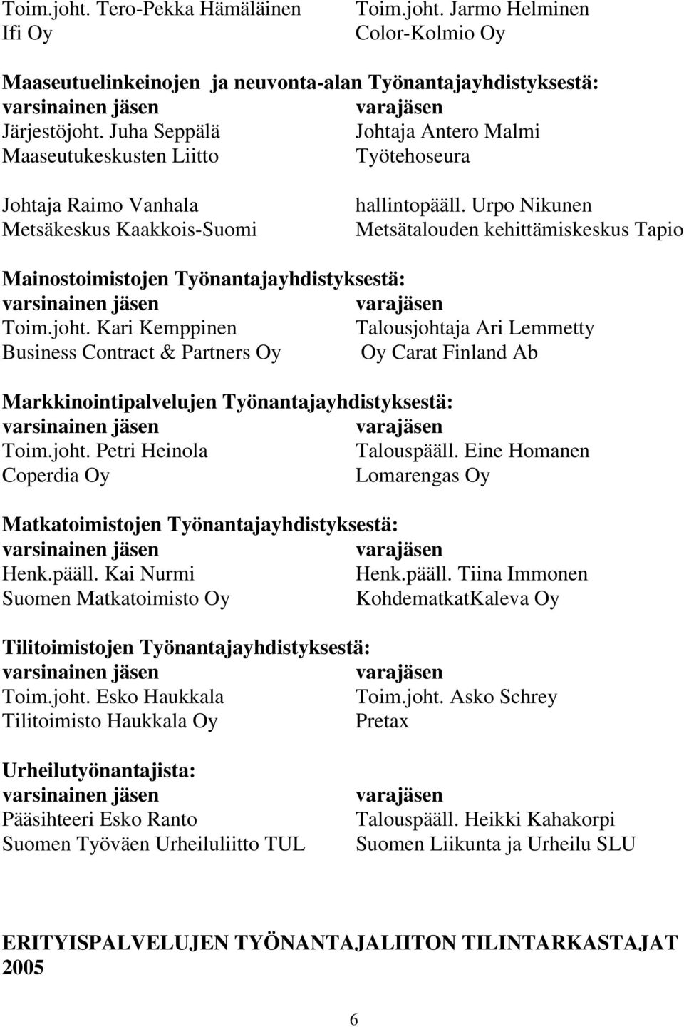 Urpo Nikunen Metsätalouden kehittämiskeskus Tapio Mainostoimistojen Työnantajayhdistyksestä: Toim.joht.