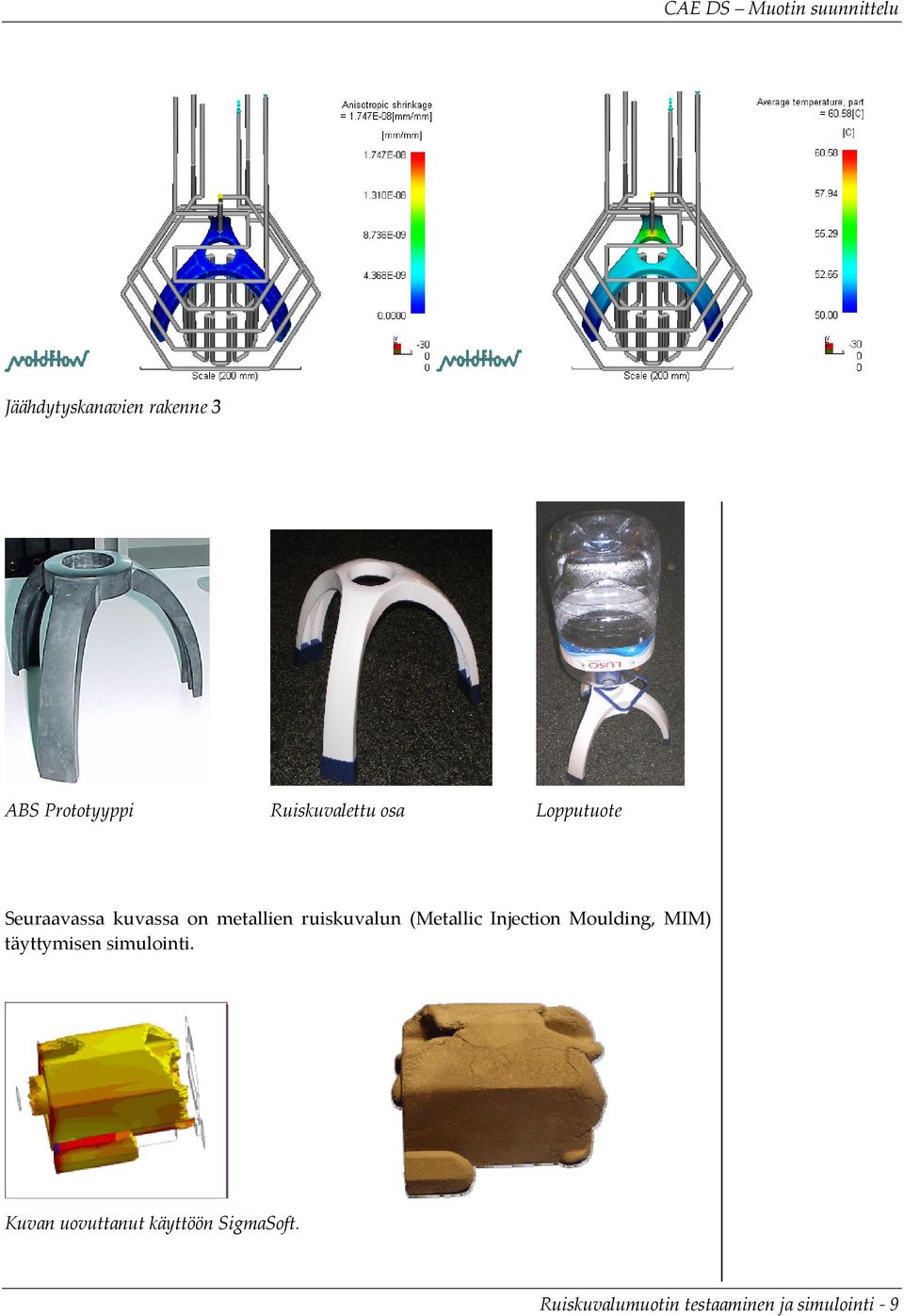 (Metallic Injection Moulding, MIM) täyttymisen simulointi.