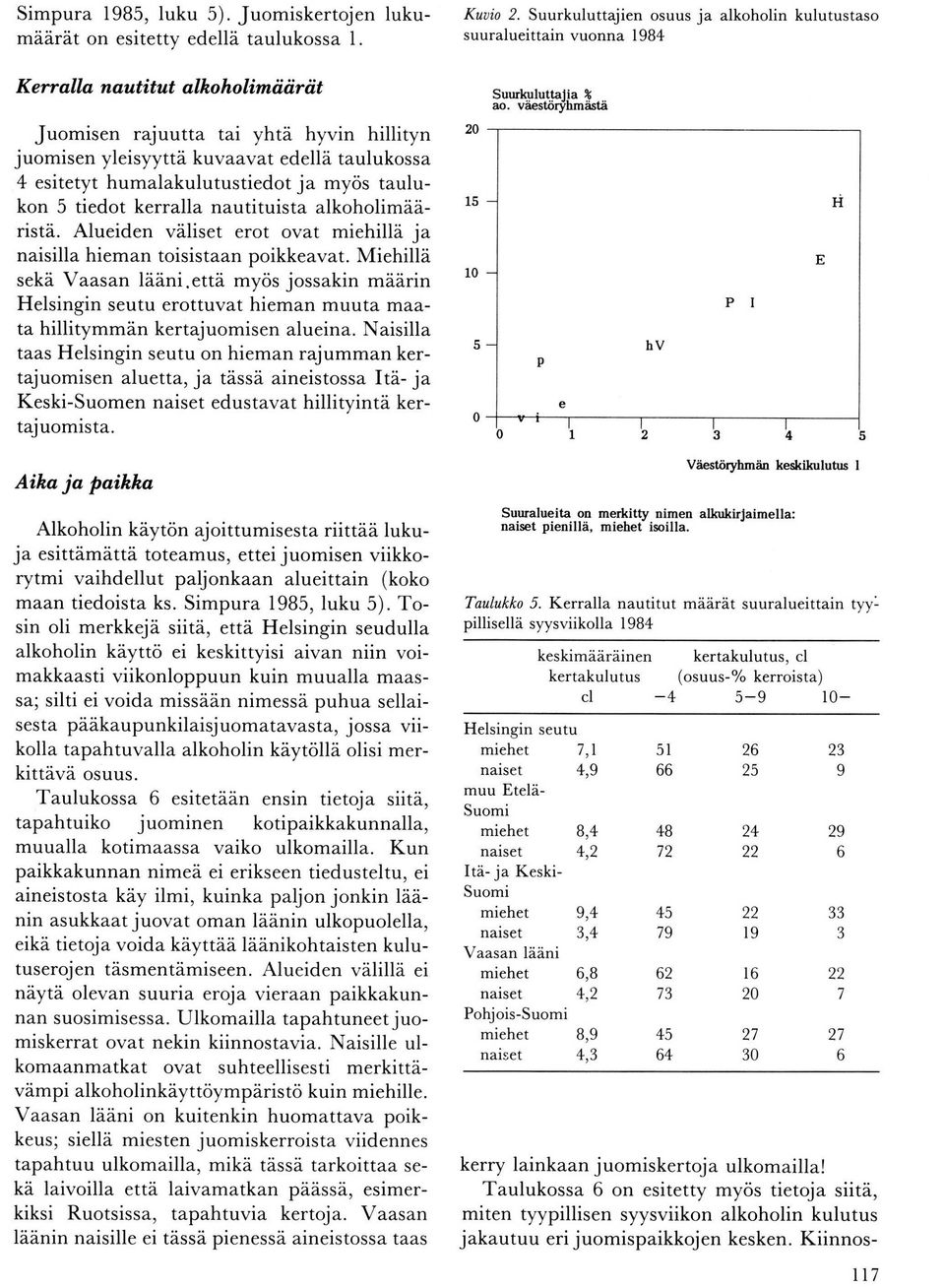 esitetyt humalakulutustiedot ja myös taulukon tiedot kerralla nautituista alkoholimääristä. Alueiden väliset erot ovat miehillä ja naisilla hieman toisistaan poikkeavat. Miehillä sekä.