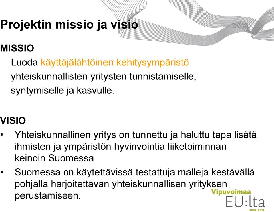 VISIO Yhteiskunnallinen yritys on tunnettu ja haluttu tapa lisätä ihmisten ja ympäristön