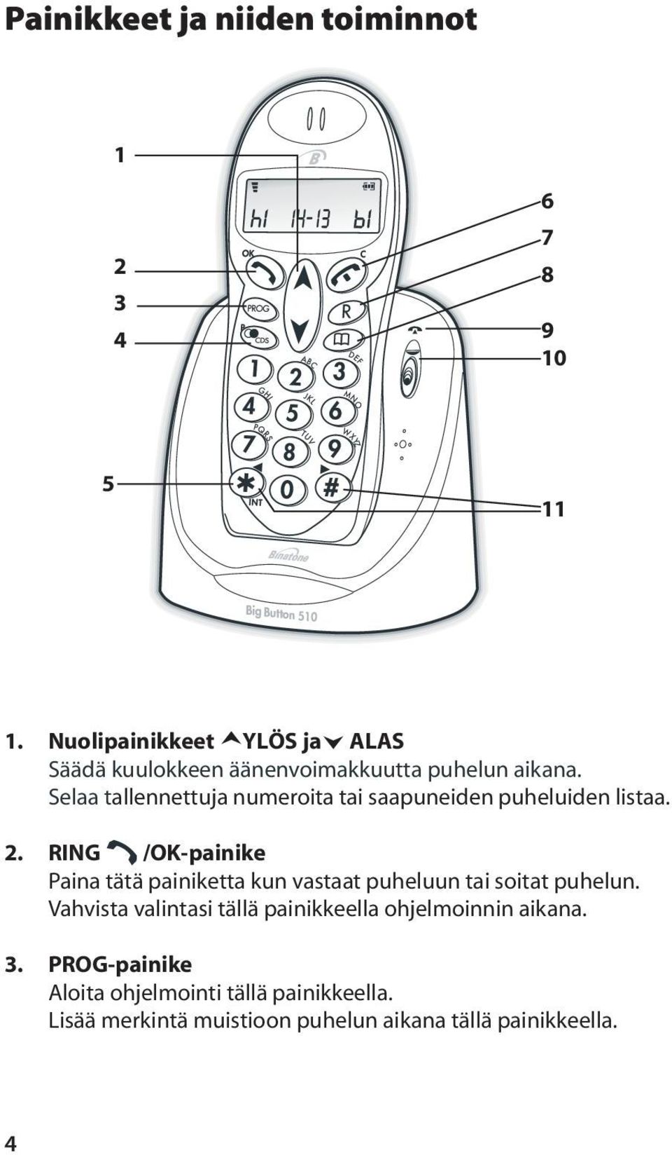 Selaa tallennettuja numeroita tai saapuneiden puheluiden listaa. 2.