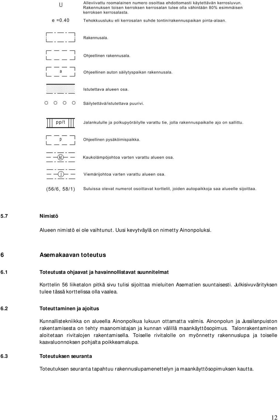 Julkisivuvärityksen tulee tässä korttelissa olla vaalea. 6.2 Toteuttaminen ja ajoitus Kunnallistekniikka on alueella Ainonpolkua lukuun ottamatta valmis.