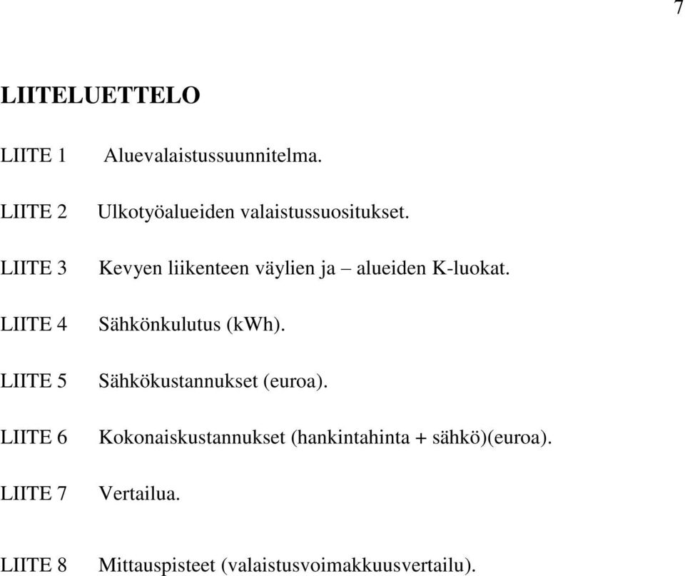 Kevyen liikenteen väylien ja alueiden K-luokat. Sähkönkulutus (kwh).